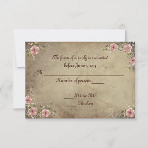 Vintage Rose Bouquet RSVP Card