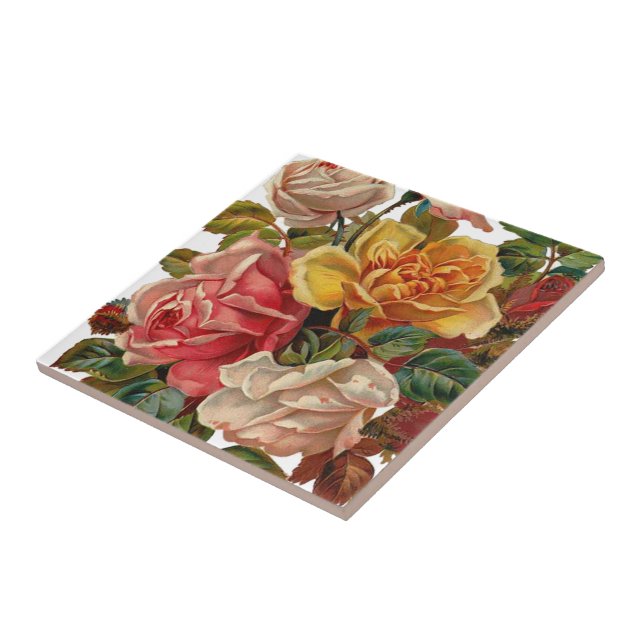 Vintage Rose Bouquet Tile (Side)