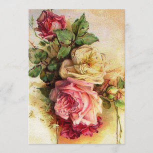 Vintage Rose Bouquet Wedding Invitation