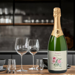 Vintage Rose Bridal Shower Customise Sparkling Wine Label