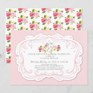 Vintage Rose Bridal Tea Party Invitation