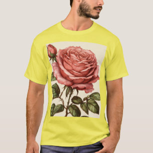 Vintage Rose & Bud T-Shirts – Delicate Beauty in F