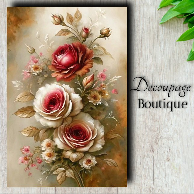 Vintage Rose Charm Decoupage Tissue Paper (Vintage Rose Charm Decoupage Tissue Paper)