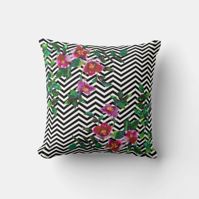 Vintage Rose - chevron Cushion (Front)