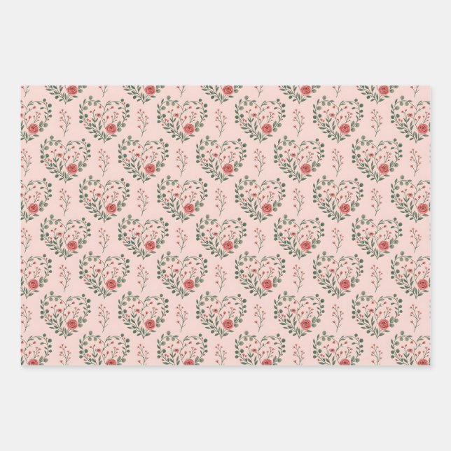 Vintage rose classic romantic wrapping paper sheet (Front)