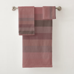 Vintage Rose & Cocoa Vertical Stripes Bath Towel Set