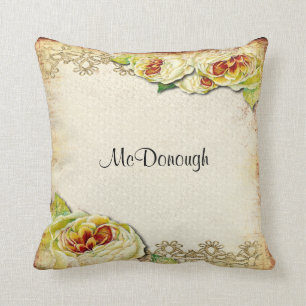 Vintage Rose Collage Pattern Cushion