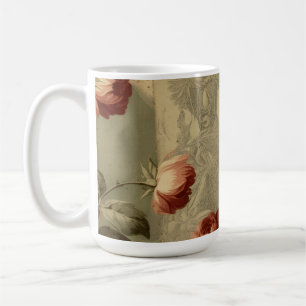 Vintage Rose Collage – Red and White Roses on Aged Coffee Mug