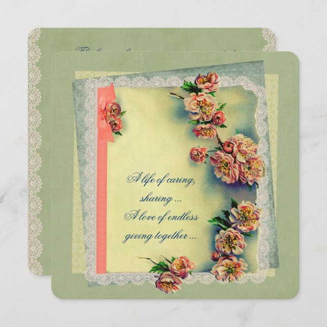 Vintage Rose  Design for Vow Renewal Invitation (Front/Back)