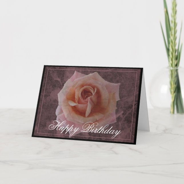 Vintage Rose Design Happy Birthday Card (Front)