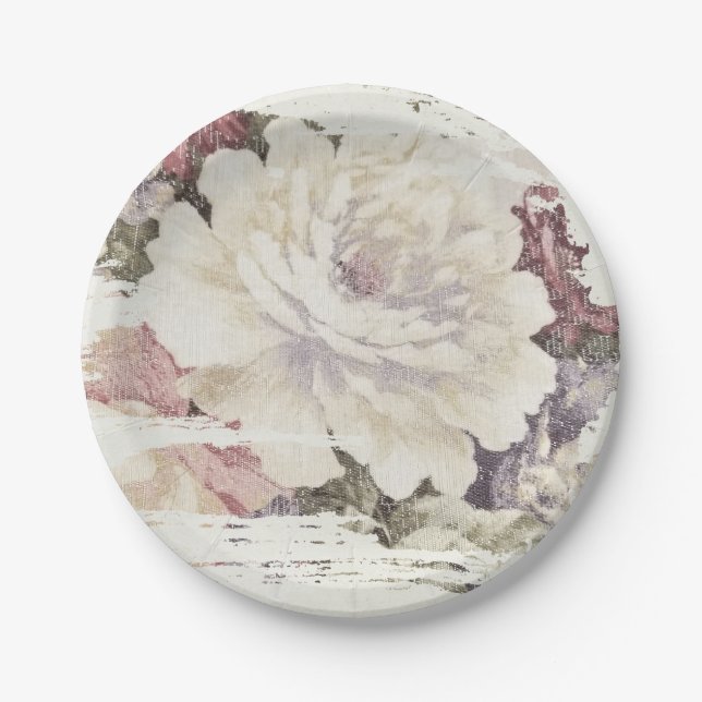 vintage rose  design paper plate (Front)