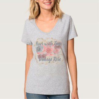 Vintage Rose Design T shirt for Womem