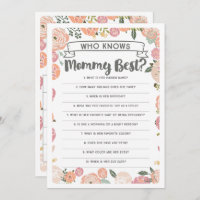 Vintage Rose Double Sided Baby Shower Game