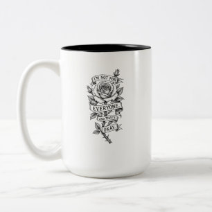 Vintage Rose Engraving Botanical Statement Graphic Two-Tone Coffee Mug