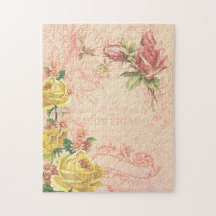 Vintage Rose Ephemera Jigsaw Puzzle