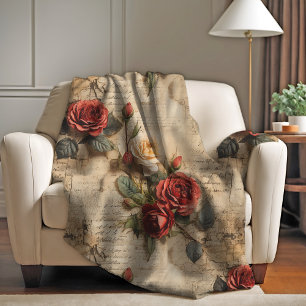 Vintage Rose Fleece Blanket