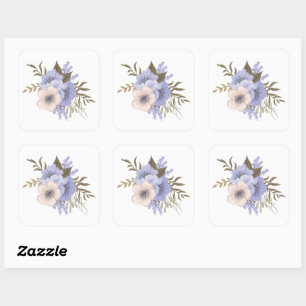 Vintage Rose Floral Art Retro Botanical Flowers Square Sticker