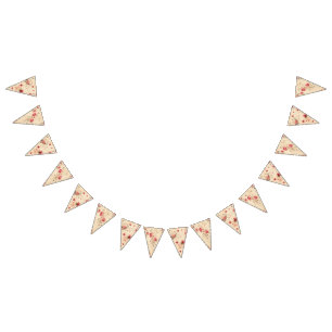 Vintage Rose Floral Bunting Flags Pink and Cream