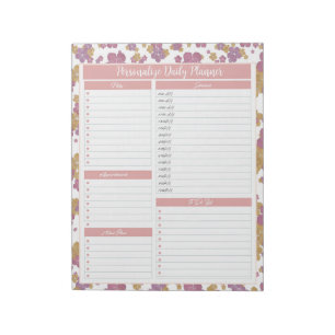 Vintage Rose Floral Daily Planner Schedule To Do Notepad