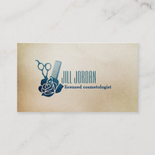 vintage rose floral hairstylist hair stylist comb business card