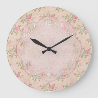 Vintage Rose Floral Large Clock