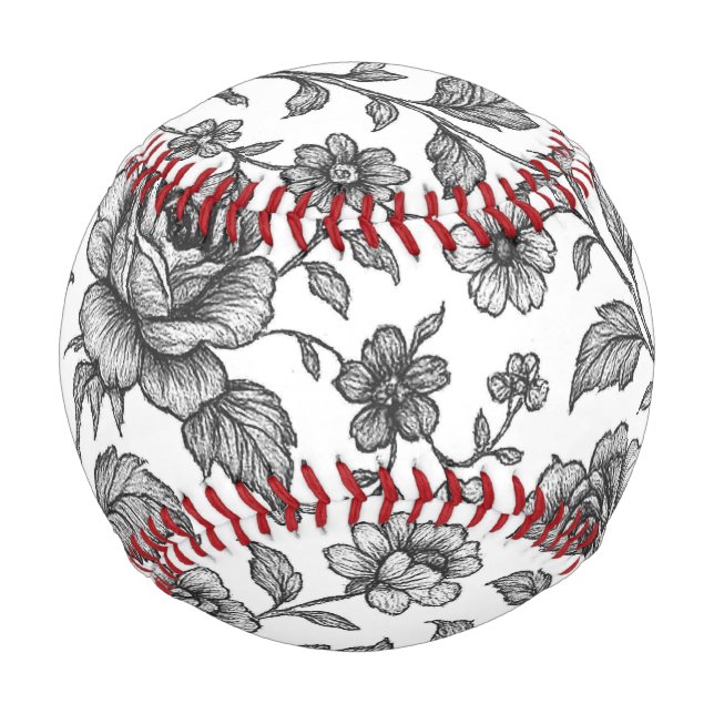 Vintage Rose Floral Pattern  Baseball (Front)