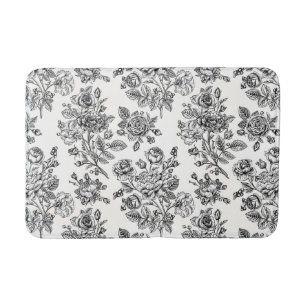 Vintage Rose Floral Pattern Bath Mat