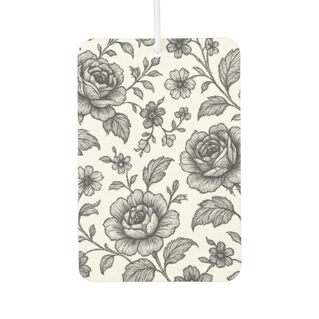 Vintage Rose Floral Pattern  Car Air Freshener (Front)