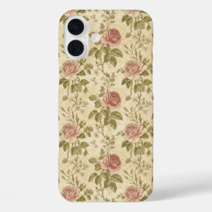 Vintage Rose Floral Pattern iPhone 16 Plus Case