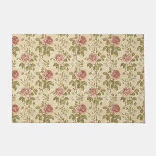Vintage Rose Floral Pattern Doormat