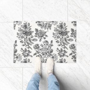 Vintage Rose Floral Pattern Doormat