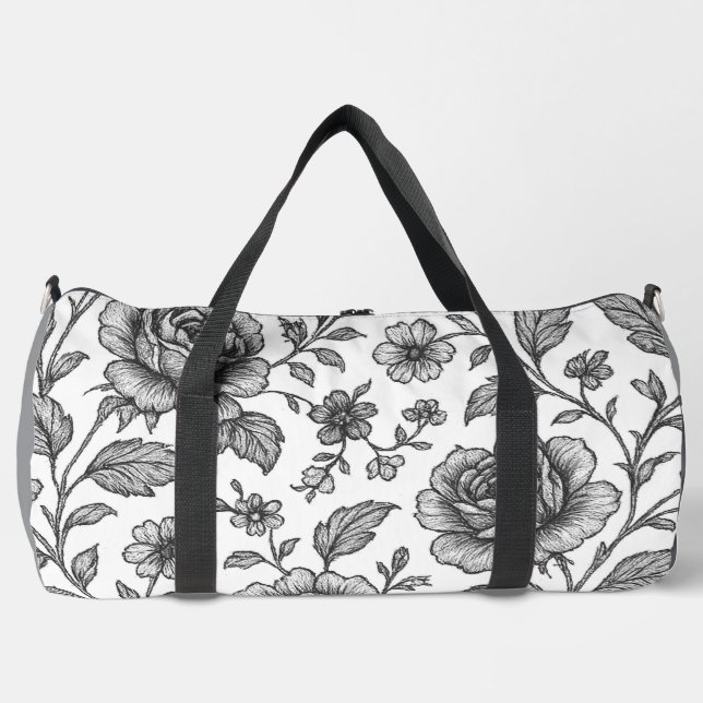 Vintage Rose Floral Pattern  Duffle Bag (Front)