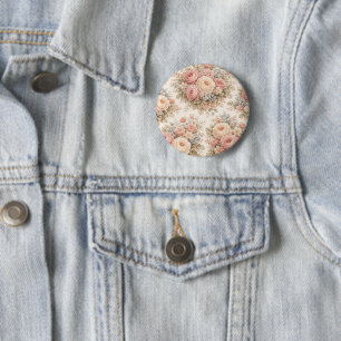 Vintage Rose Floral Pattern Elegant Pastel 6 Cm Round Badge