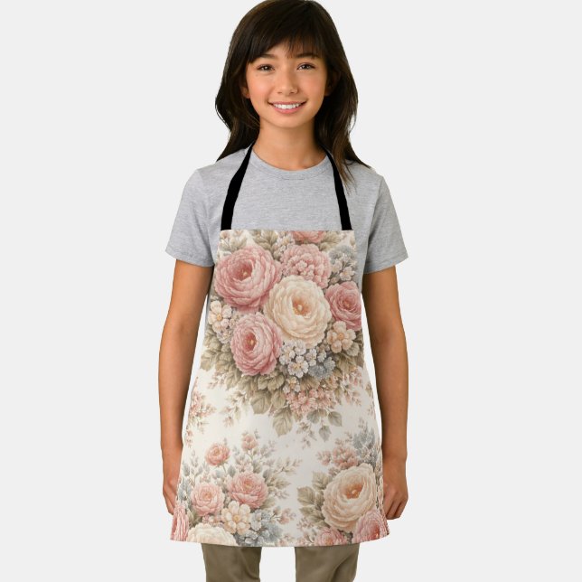 Vintage Rose Floral Pattern | Elegant Pastel  Apron (Insitu)