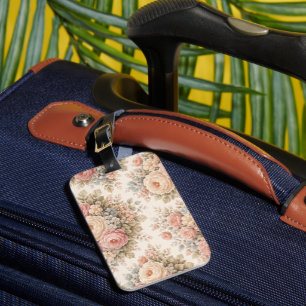 Vintage Rose Floral Pattern Elegant Pastel Luggage Tag
