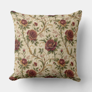 Vintage Rose Floral Pattern - Flower Design Art Cushion