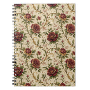 Vintage Rose Floral Pattern - Flower Design Art Notebook