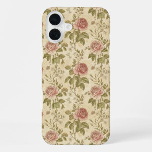 Vintage Rose Floral Pattern iPhone 16 Plus Case