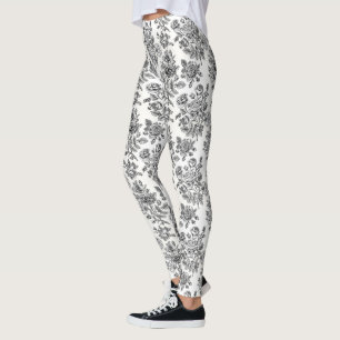 Vintage Rose Floral Pattern Leggings