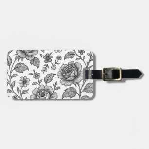 Vintage Rose Floral Pattern Luggage Tag