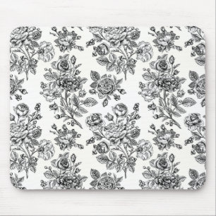 Vintage Rose Floral Pattern Mouse Mat