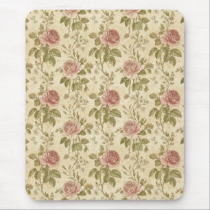 Vintage Rose Floral Pattern Mouse Mat