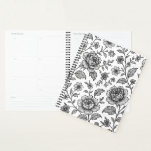 Vintage Rose Floral Pattern Planner