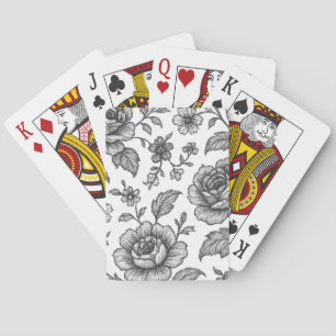 Vintage Rose Floral Pattern Playing Cards
