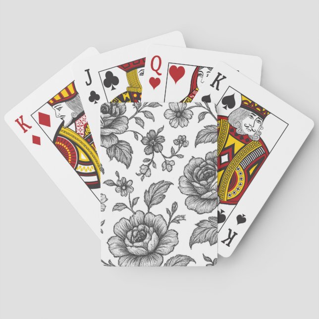 Vintage Rose Floral Pattern  Playing Cards (Back)
