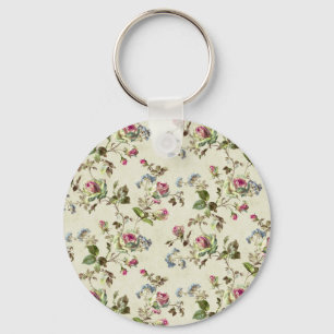 Vintage Rose  Floral Pattern Shabby chic Key Ring