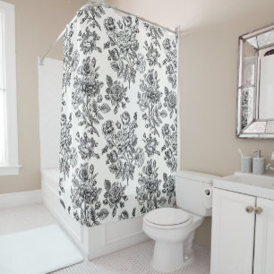 Vintage Rose Floral Pattern Shower Curtain