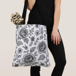 Vintage Rose Floral Pattern Tote Bag