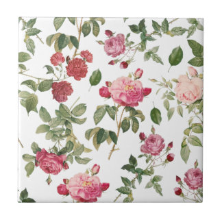 Vintage Rose Floral Pink Flower Tile