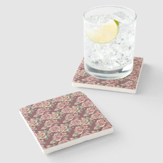 Vintage Rose Floral Stone Coaster